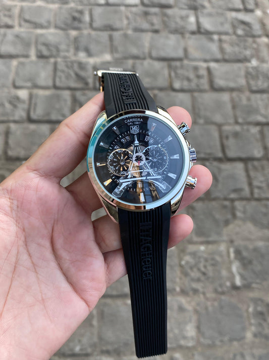 Silver Black Paris Chronograph Dial Analog Watch For Men