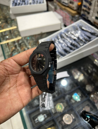 Full Black Plated Arbi Diamond Dial Day Date Analog Watch For Men