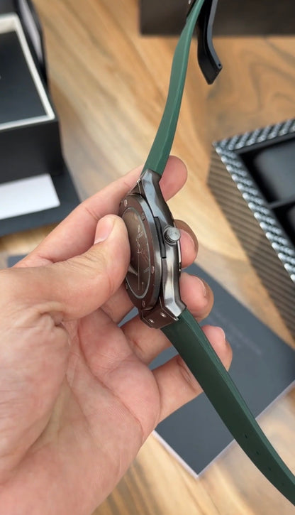 Green Black Case Premium Silicon Strap CR7 Watch For Men