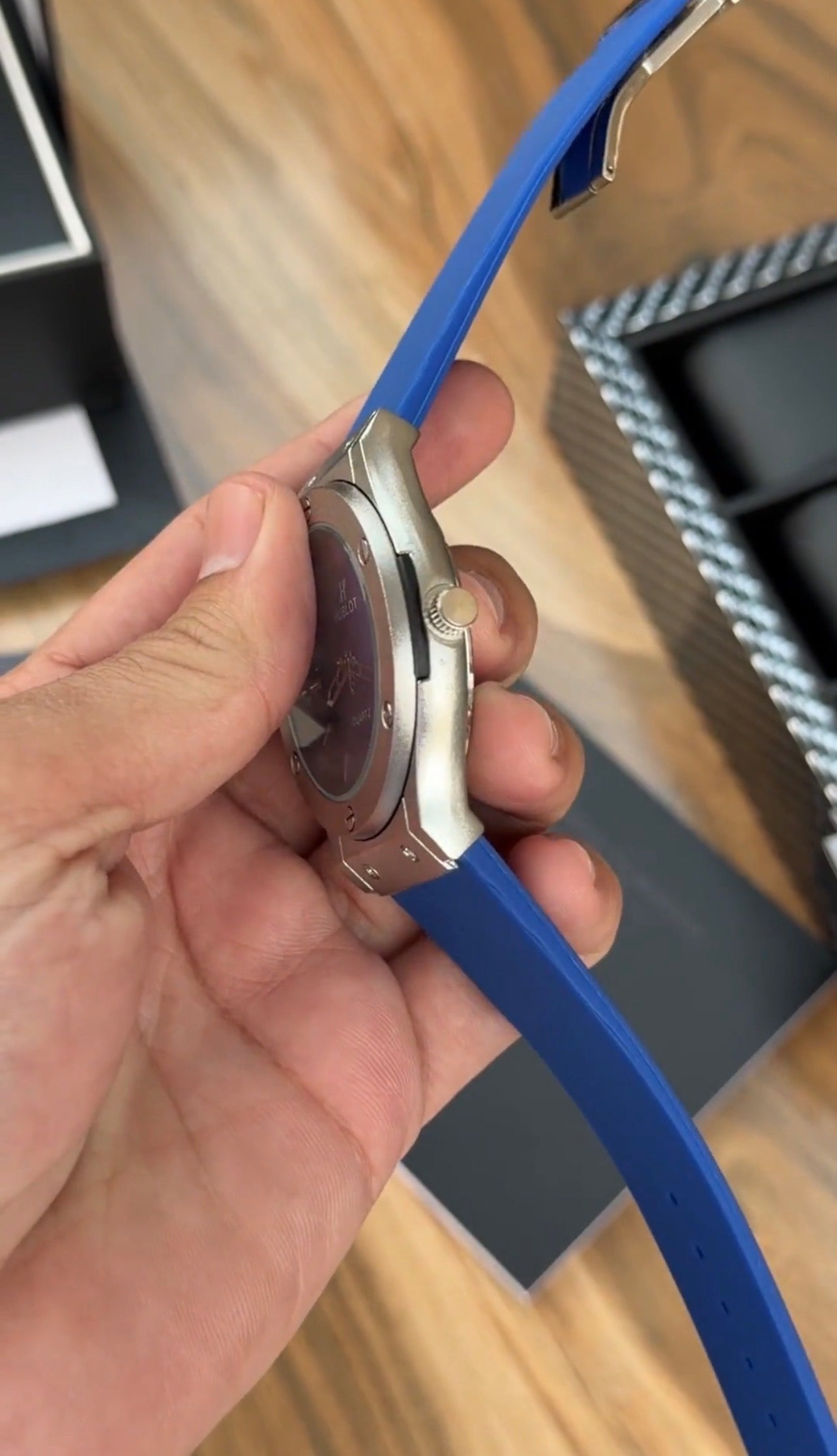 Silver Blue Case Premium Silicon Strap CR7 Watch For Men