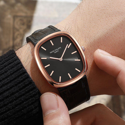 Black Case Premium Pate_k Leather Strap Vintage CR7 Watch For Men