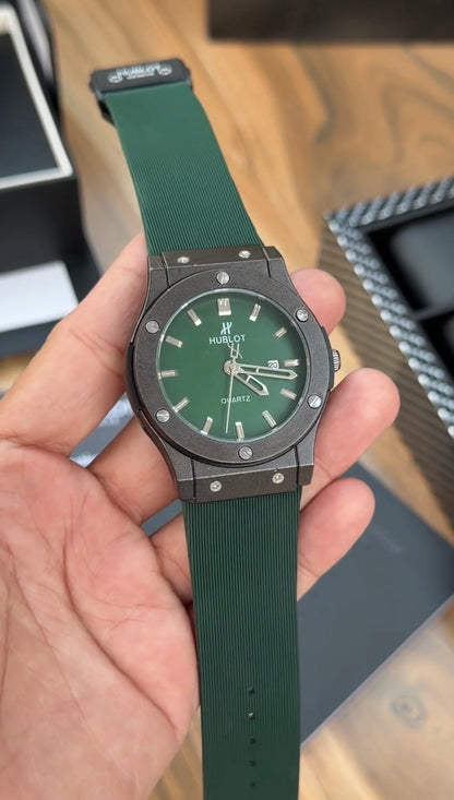 Green Black Case Premium Silicon Strap CR7 Watch For Men