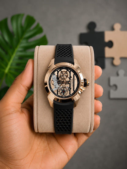 Black Rose Gold Luxurious Ronaldo Watch For Men ( sg-21 )