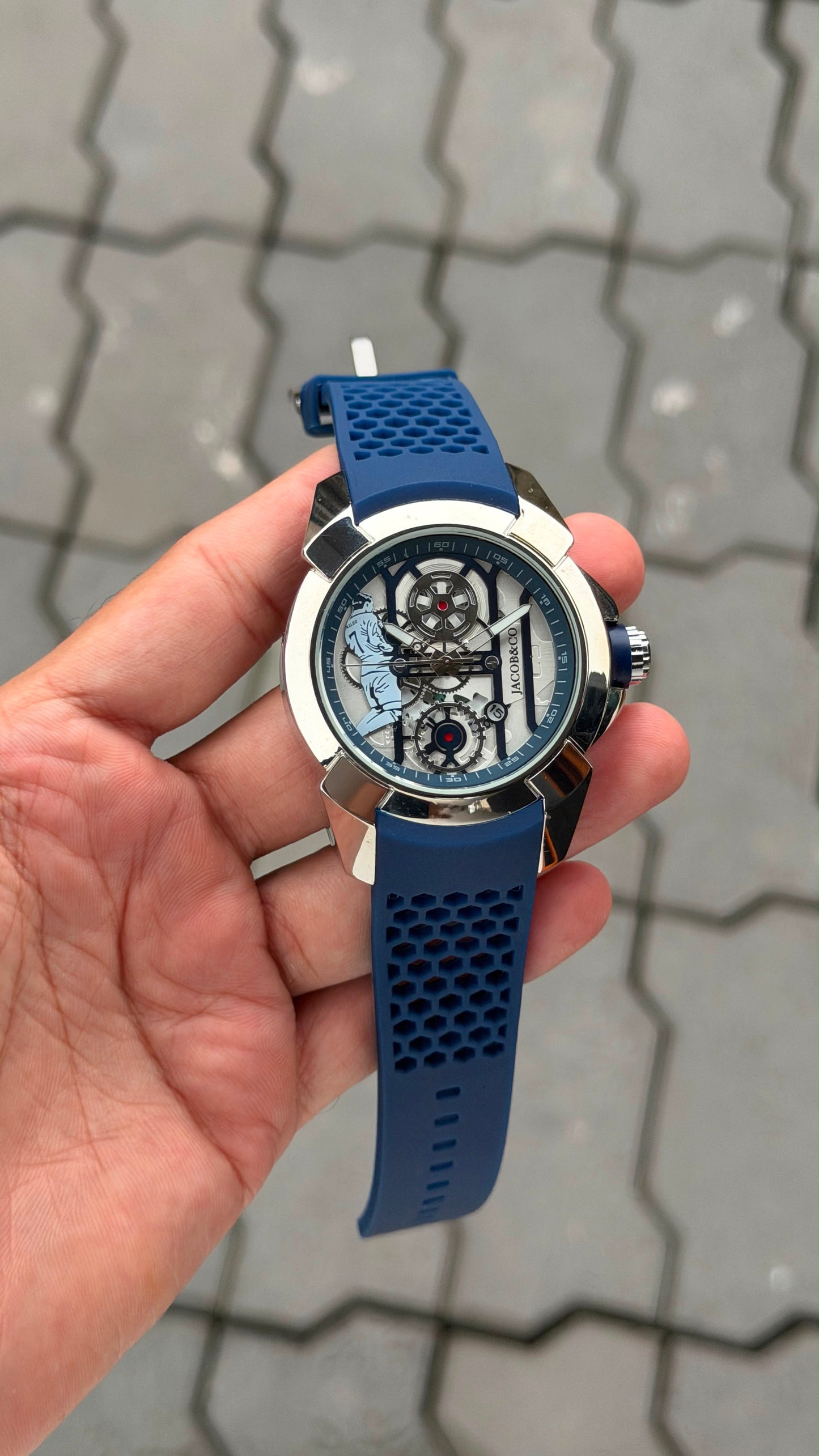 Blue Silver Luxurious Ronaldo Watch For Men ( sg-25 )