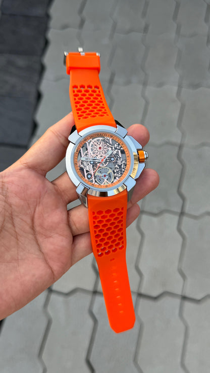 Orange Gold Luxurious Ram Mandir Watch For Men ( Jc - 21 )