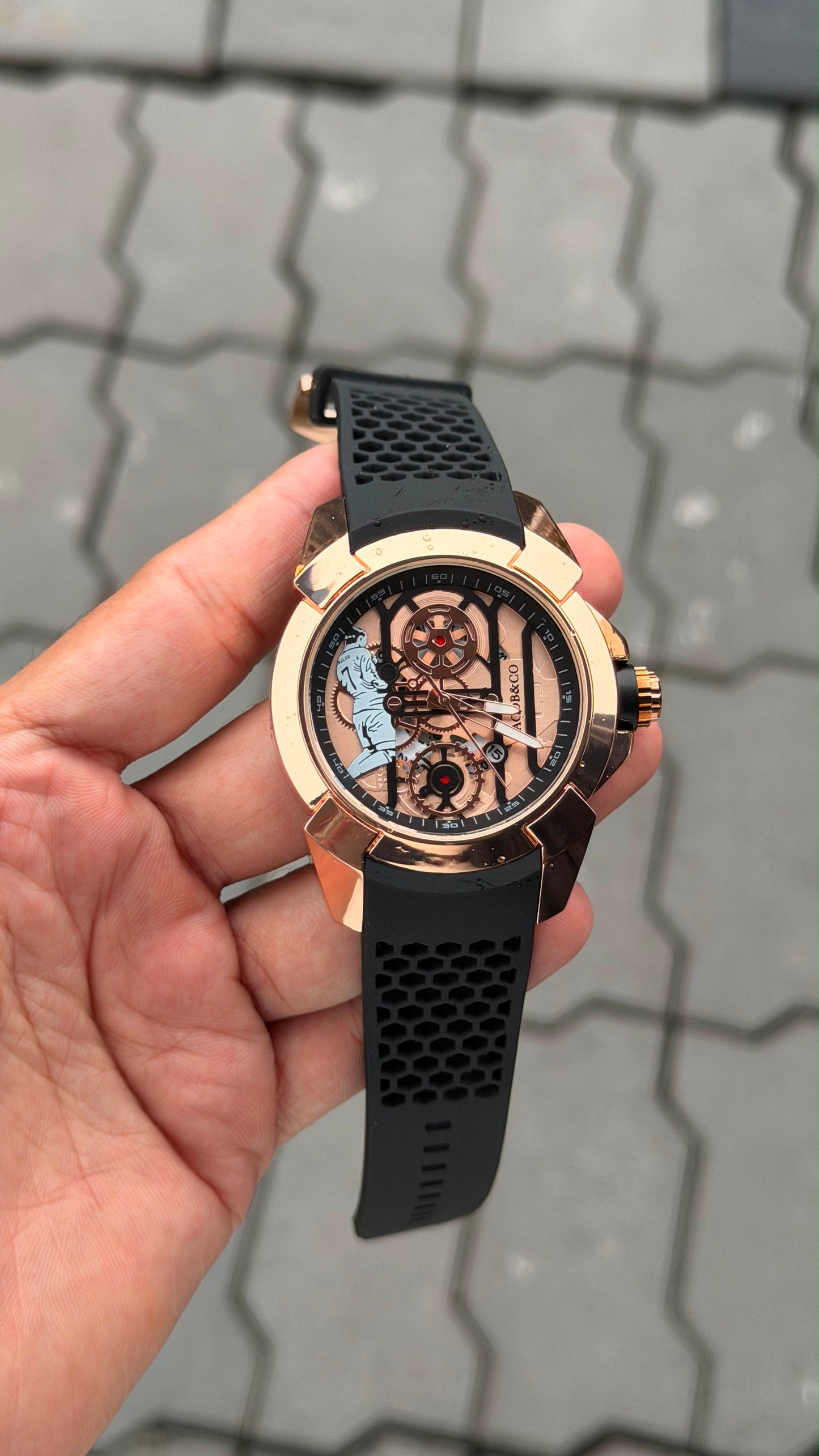 Black Rose Gold Luxurious Ronaldo Watch For Men ( sg-21 )