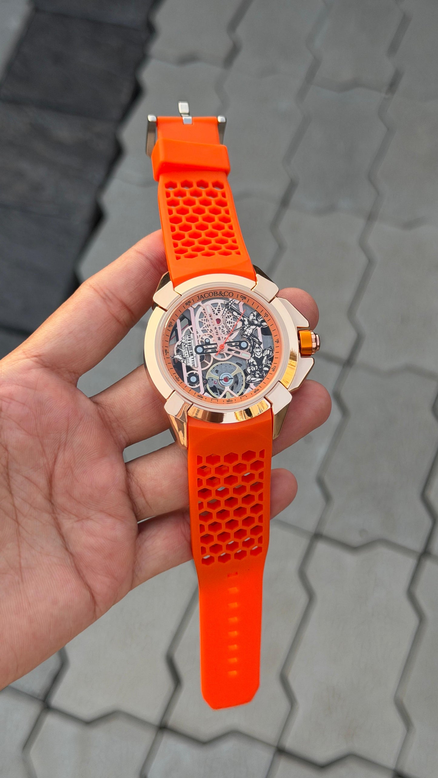 Orange Gold Luxurious Ram Mandir Watch For Men ( Jc - 21 )
