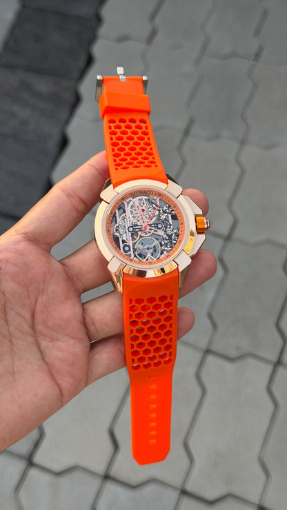 Orange Gold Luxurious Ram Mandir Watch For Men ( Jc - 21 )