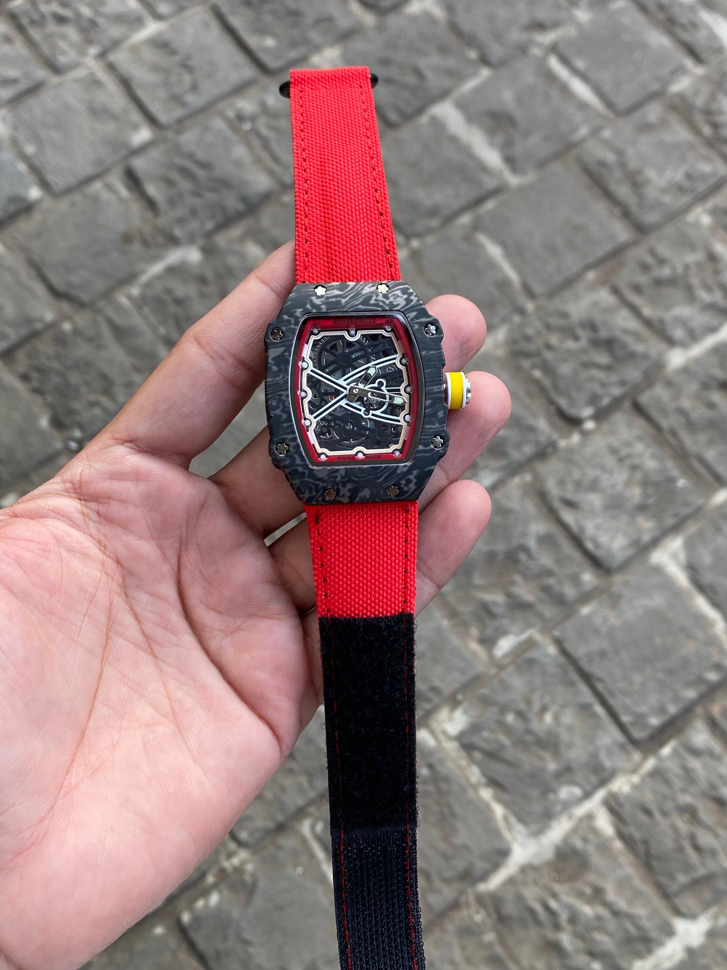 Expensive Red Black edition Belt And mighty Black Dial Watch For Men