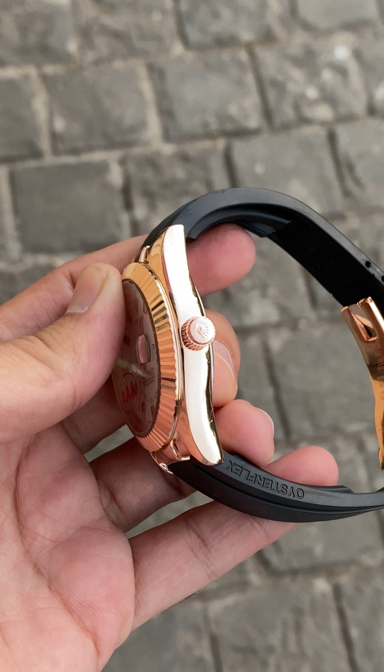 Rose Gold White Dial Rol__ex Sky Dweller Watch For Men