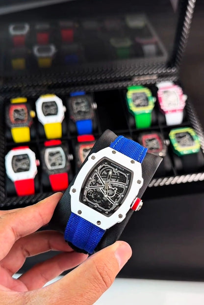 Lavish Blue Belt And Royal White Dial Watch For Men