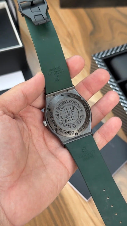 Green Black Case Premium Silicon Strap CR7 Watch For Men