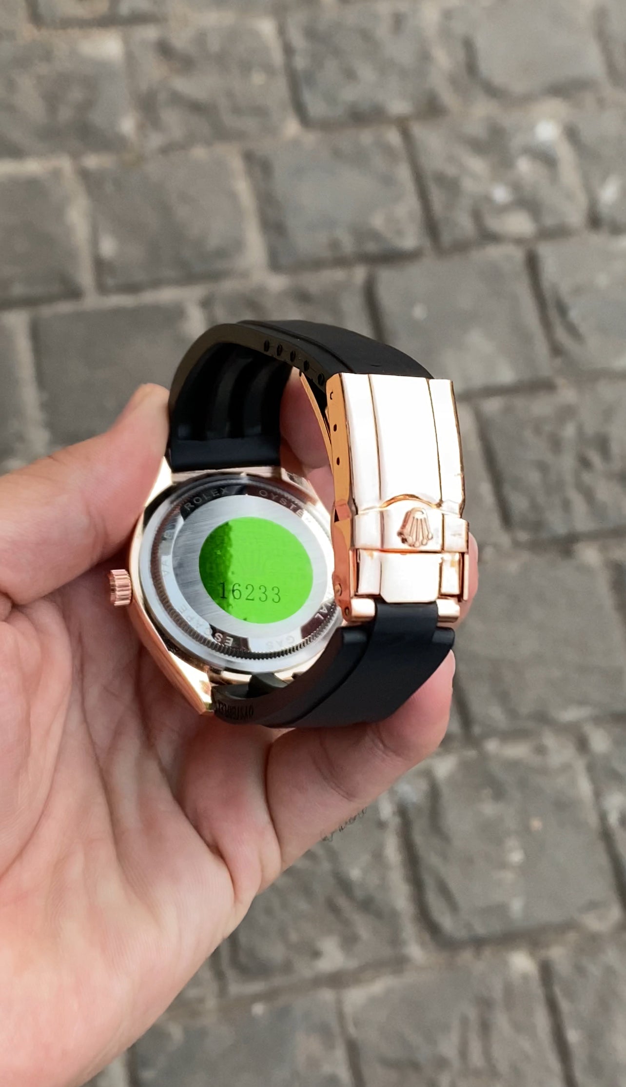 Black Rose Gold Brown Dial Watch For Men