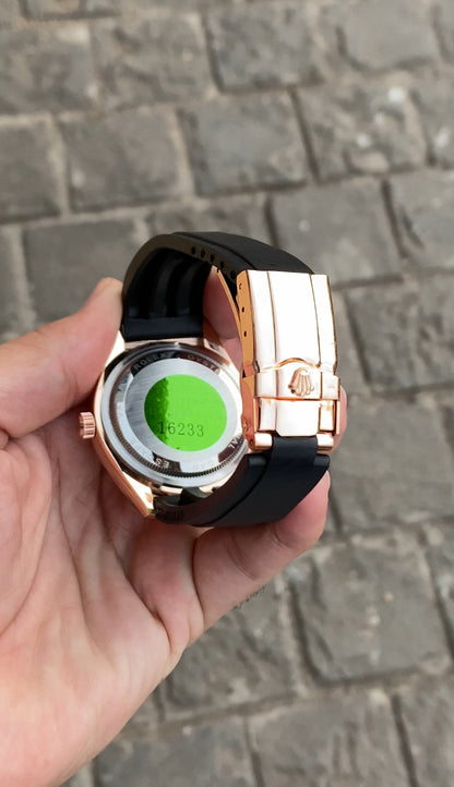 Black Rose Gold Brown Dial Watch For Men