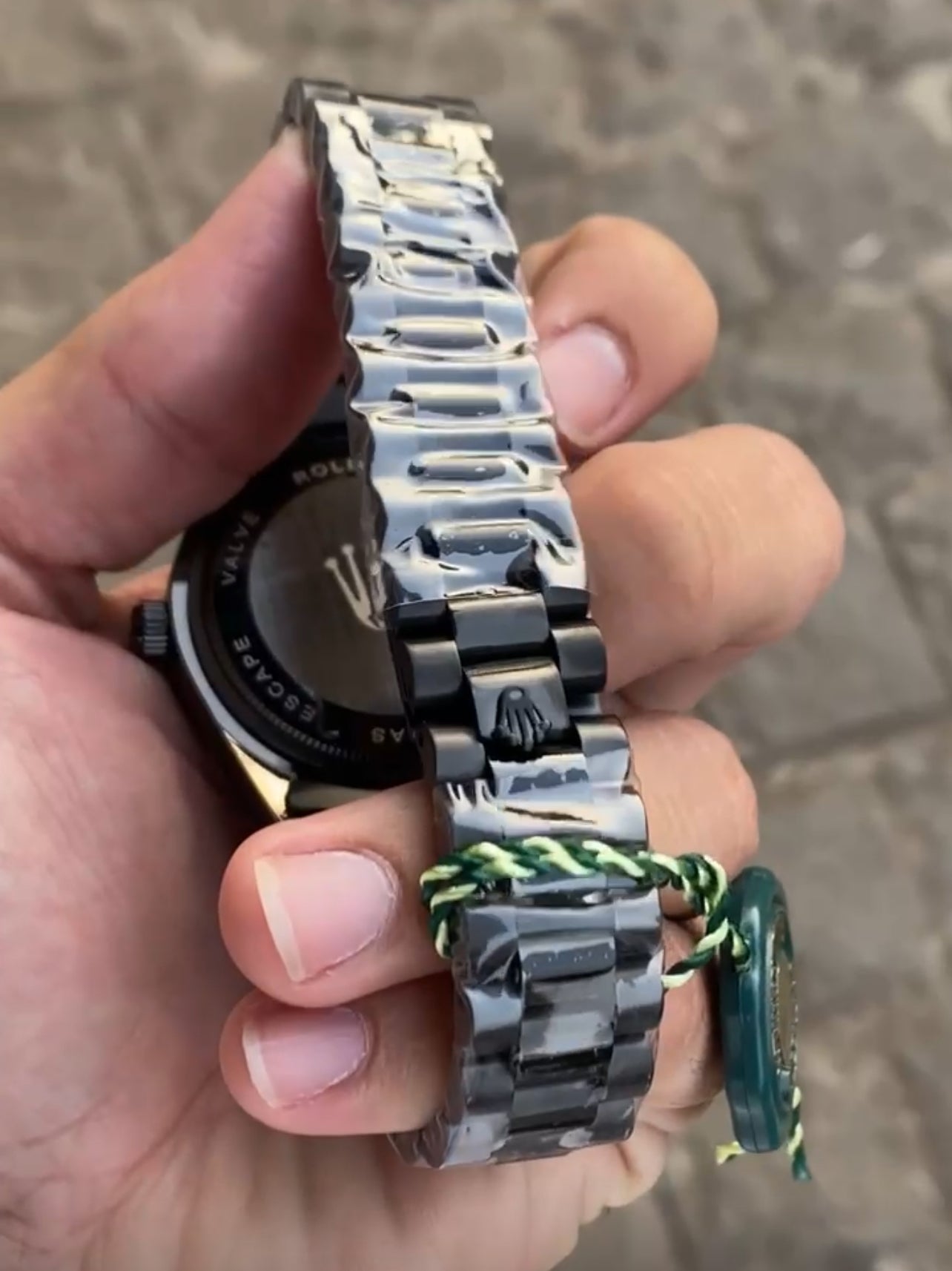 Black Case Premium Stainless Steel Day Date Watch For Men