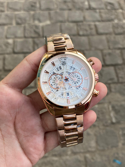Rose Gold Plated Paris Dial Chronograph Design Analog Watch For Men
