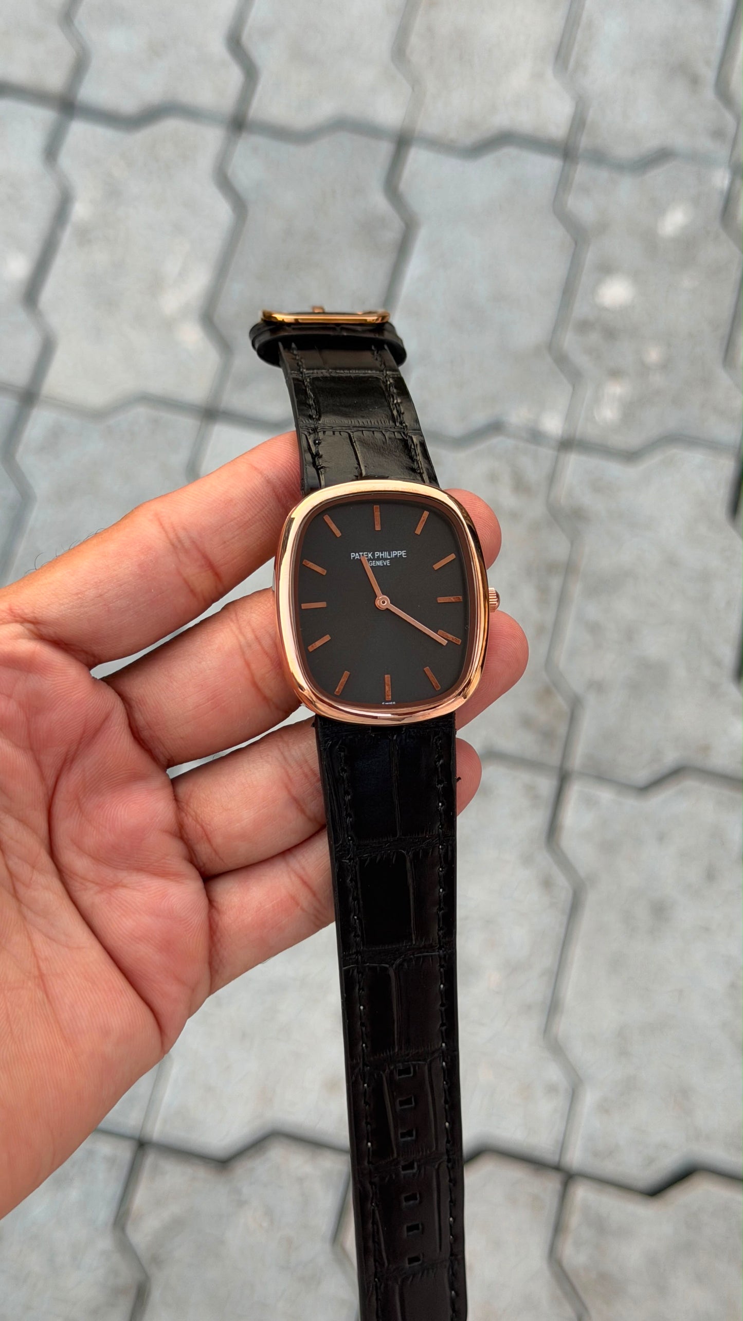 Black Case Premium Pate_k Leather Strap Vintage CR7 Watch For Men