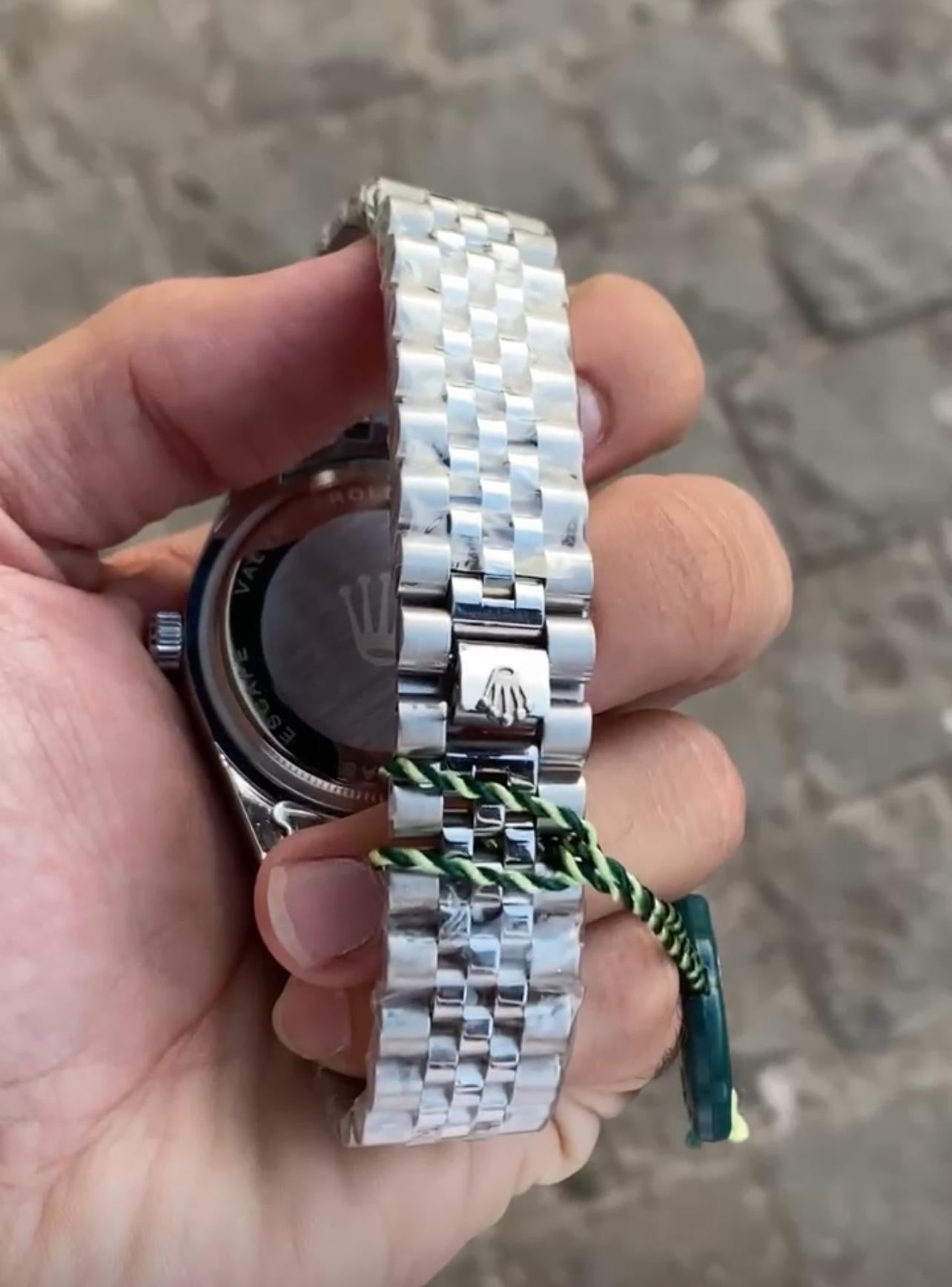 Silver Green Sky Dweller  Analog Dial Dual Tone Stainless Steel Luxurious Watch For Men