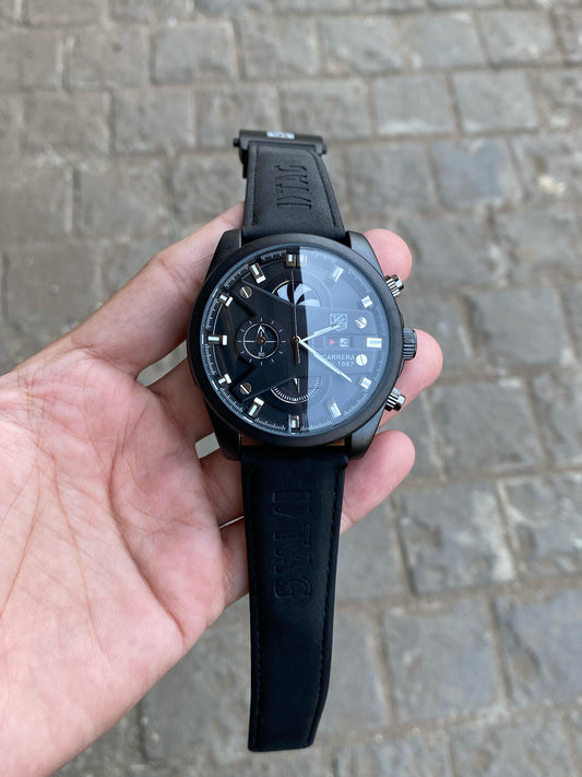 Black Case Premium Leather Strap CR7 Watch For Men
