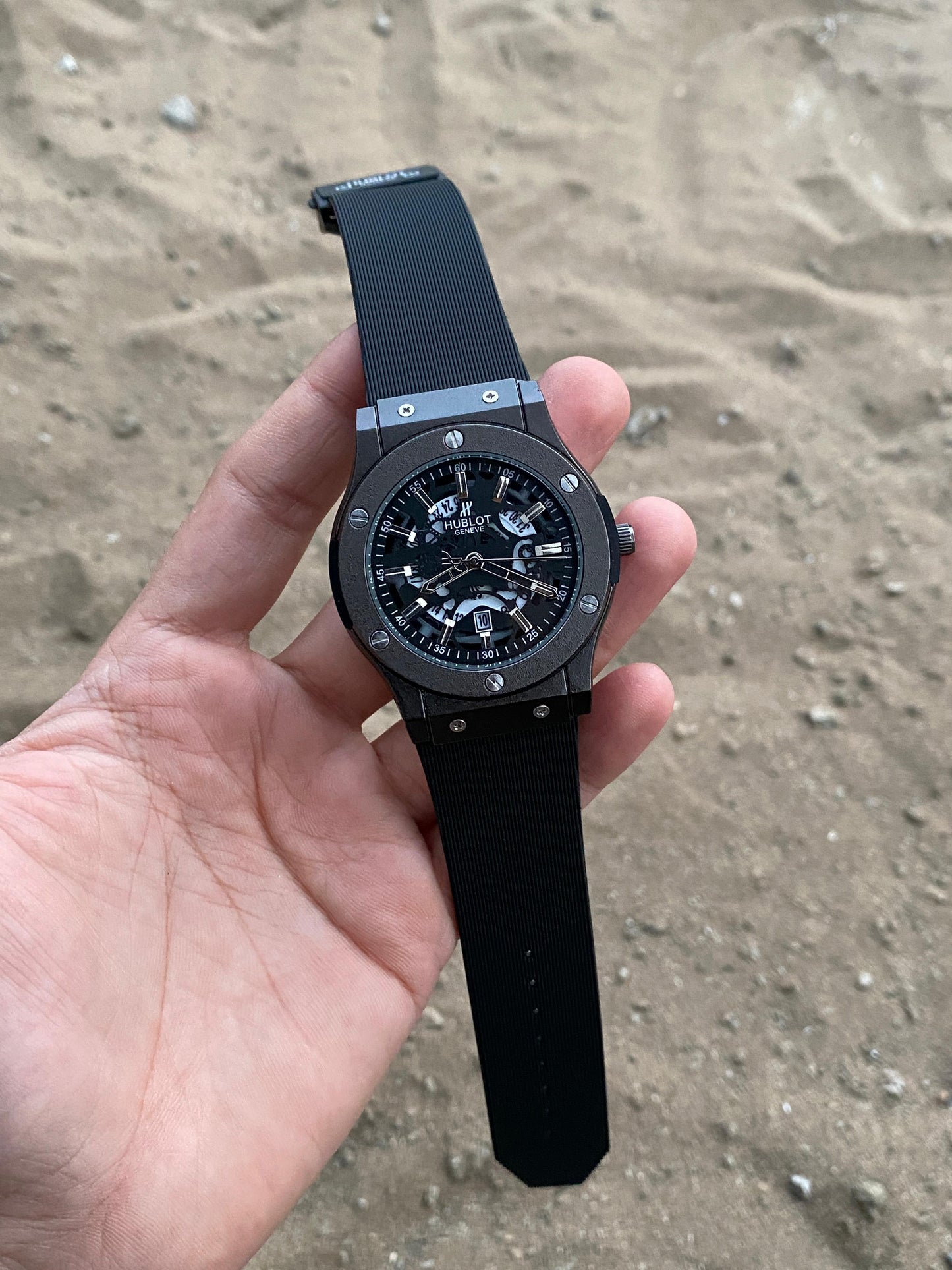 Black Case Premium Silicon Strap CR7 Watch For Men
