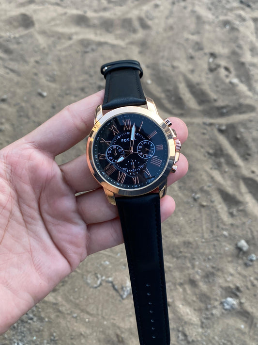 Black Copper Comnuter  Analog Dial Dual Tone Leadher  Luxurious Watch For Men