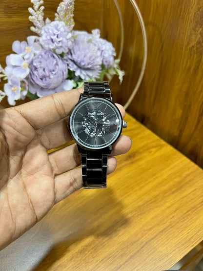 Black Round Mechanical Dial  Analog Watch For Men