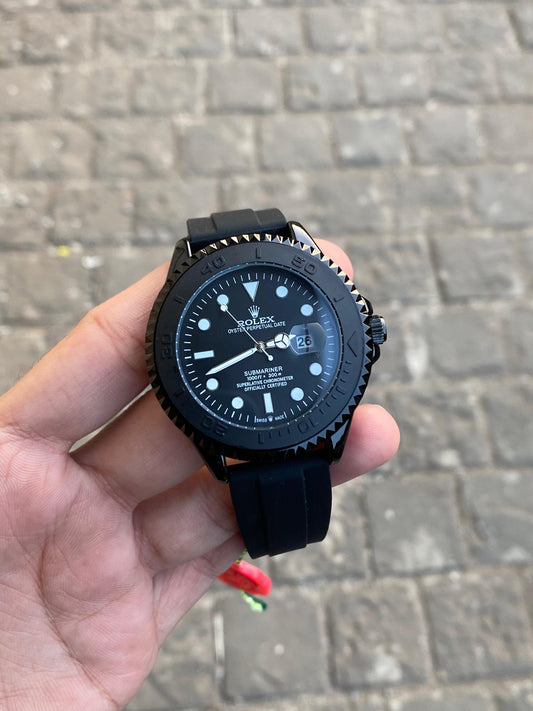 Black Silicon Strap Yatch Master Watch For Men