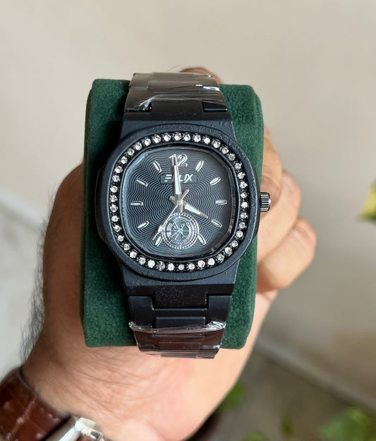 Black Square  Dial Date Analog Watch For Men
