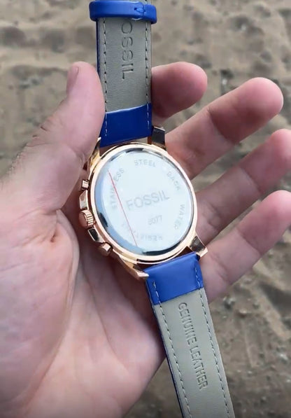 Blue Comnuter  Analog Dial Dual Tone Leadher  Luxurious Watch For Men