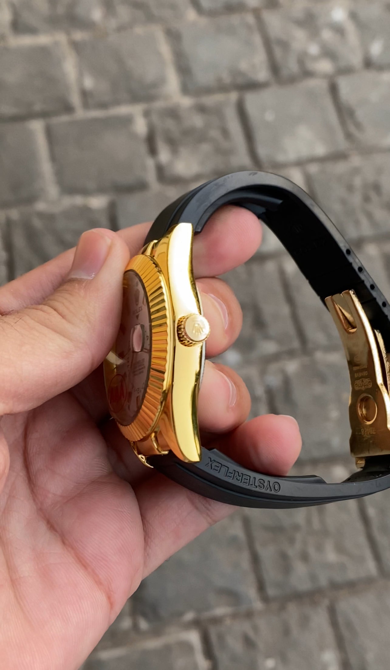 Gold White Dial Rol__ex Sky Dweller Watch For Men