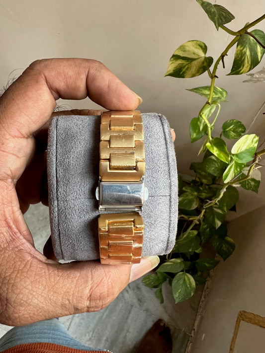 Gold Square Dial Date Analog Watch For Men