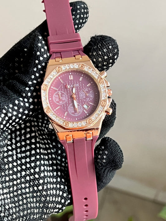 Multi Colour Silicone Brown Plated Round Dial Date Analog Watch For Men