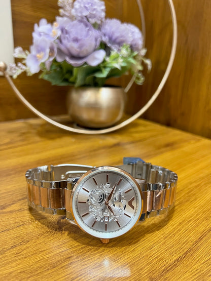 Rose Gold Plated Round Dial Analog Watch For Men