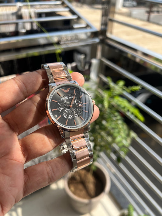 Rose Gold Plated Square Dial Chronograph Design Analog Watch For Men