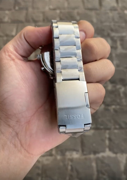 Silver White Comnuter  Analog Dial Dual Tone Stainless Steel Luxurious Watch For Men