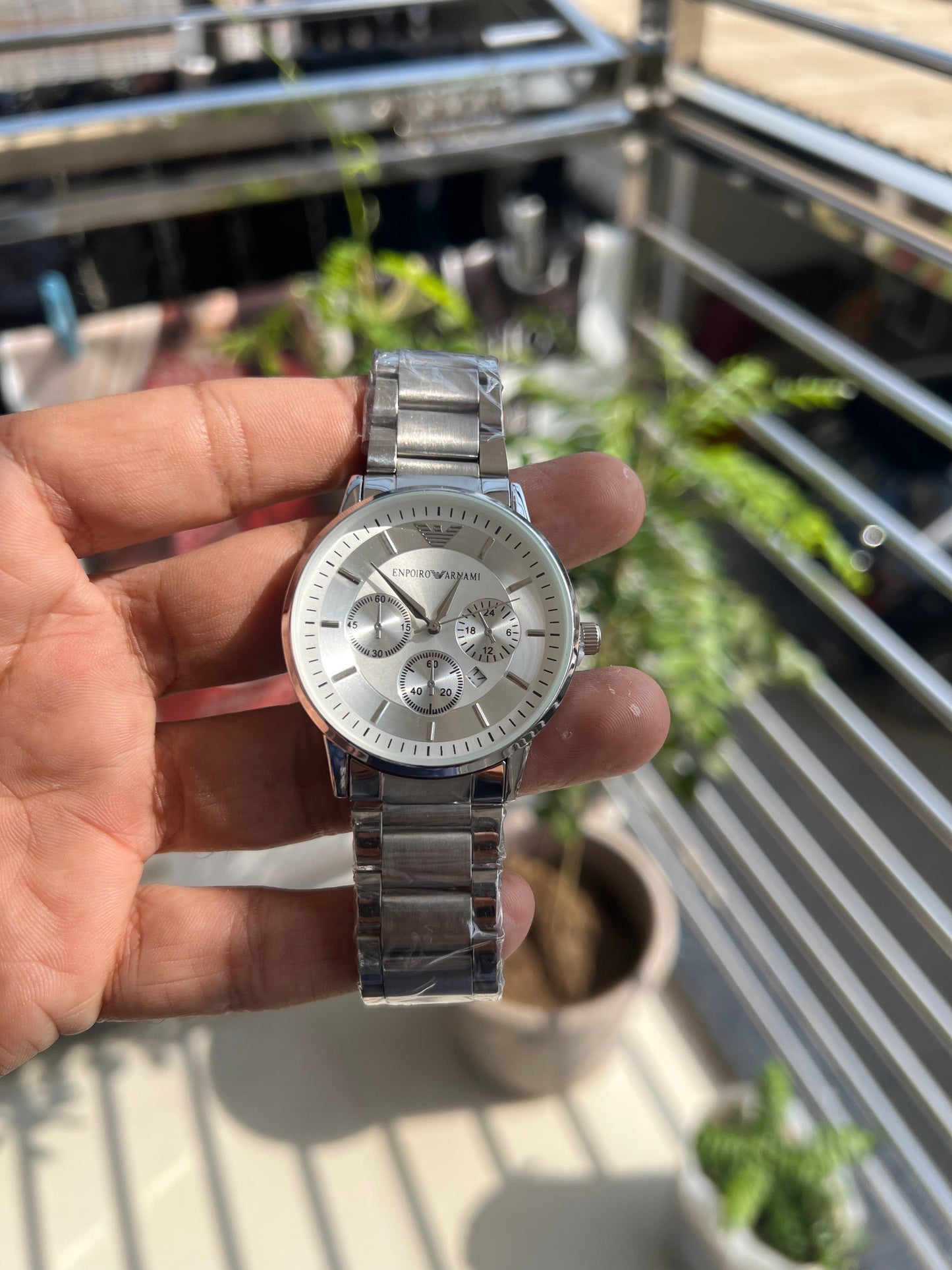 Silver White Dial Chronograph Design Analog Watch For Men