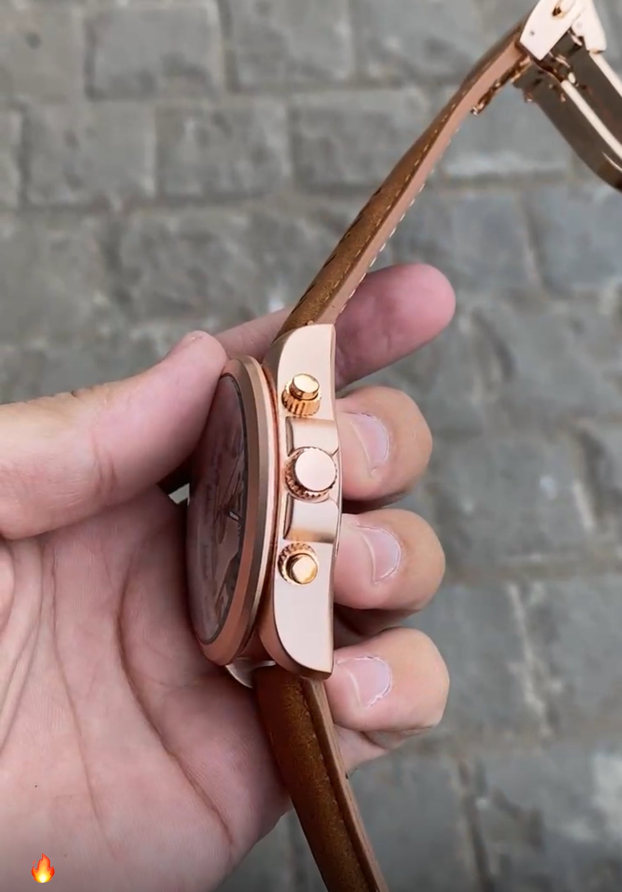 Brown Rose Gold Case Premium Leather Strap CR7 Watch For Men