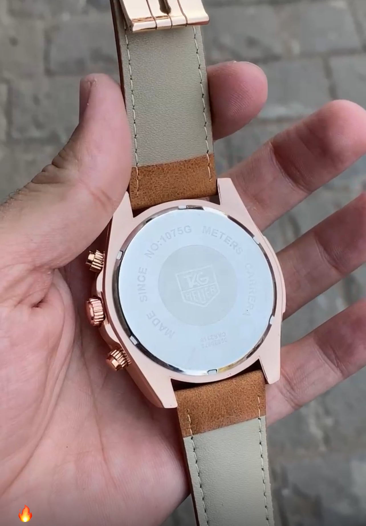 Brown Rose Gold Case Premium Leather Strap CR7 Watch For Men