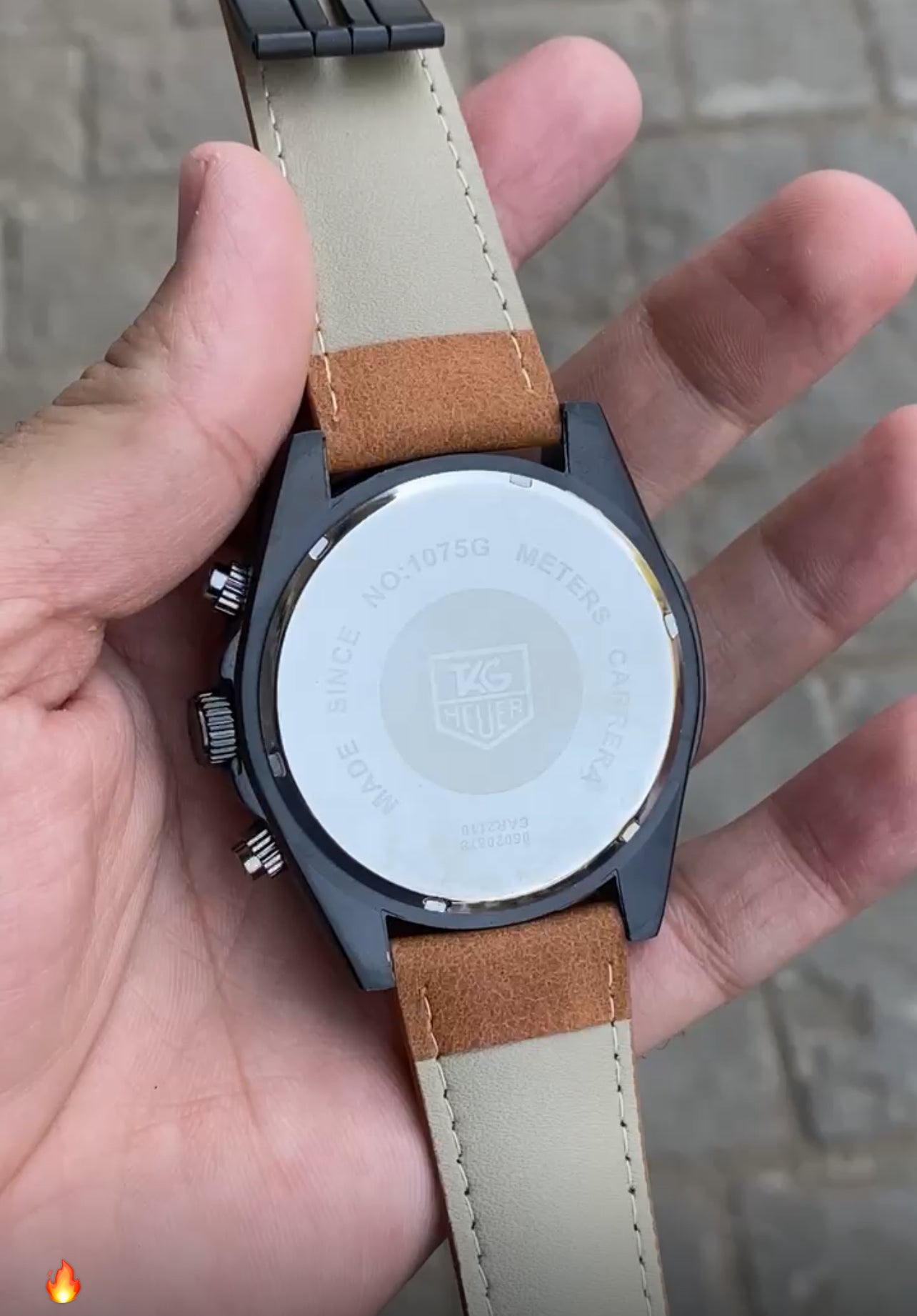 Broiwn And Black Case Premium Leather Strap CR7 Watch For Men