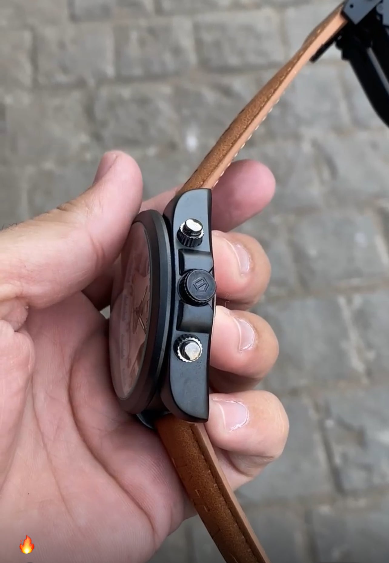 Broiwn And Black Case Premium Leather Strap CR7 Watch For Men