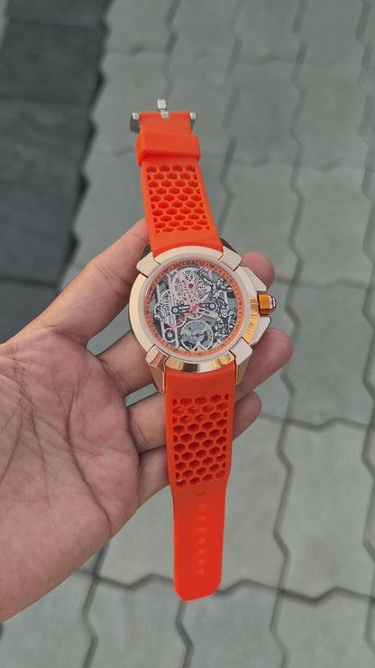 Orange Gold Luxurious Ram Mandir Watch For Men ( Jc - 21 )