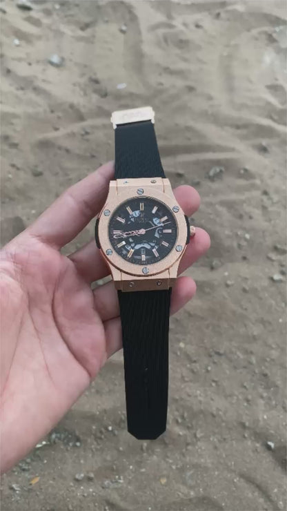 Copper Black Case Premium Silicon Strap CR7 Watch For Men