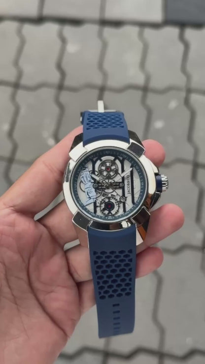 Blue Silver Luxurious Ronaldo Watch For Men ( sg-25 )