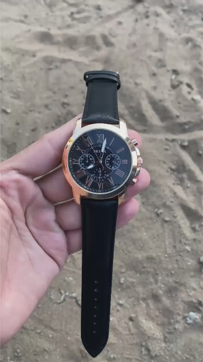 Black Copper Comnuter  Analog Dial Dual Tone Leadher  Luxurious Watch For Men