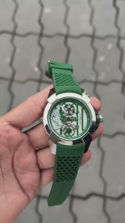 Green Silver Luxurious Ronaldo Watch For Men ( sg-24 )
