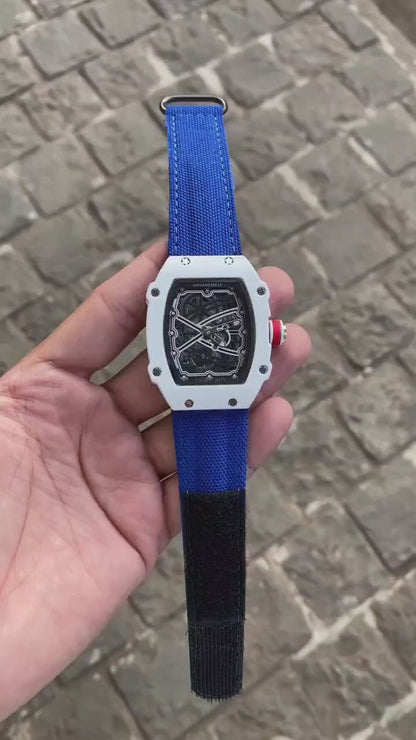 Lavish Blue Belt And Royal White Dial Watch For Men