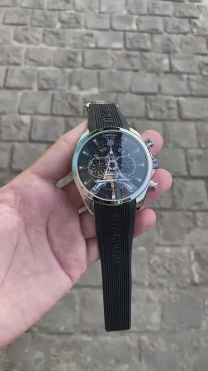 Silver Black Paris Chronograph Dial Analog Watch For Men