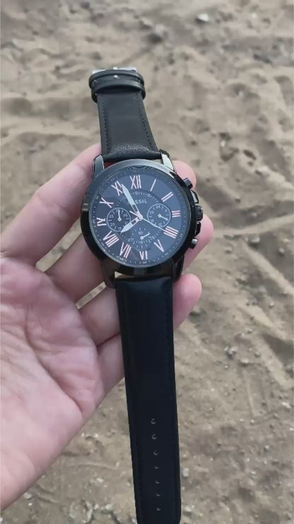 Black Comnuter  Analog Dial Dual Tone Leadher  Luxurious Watch For Men