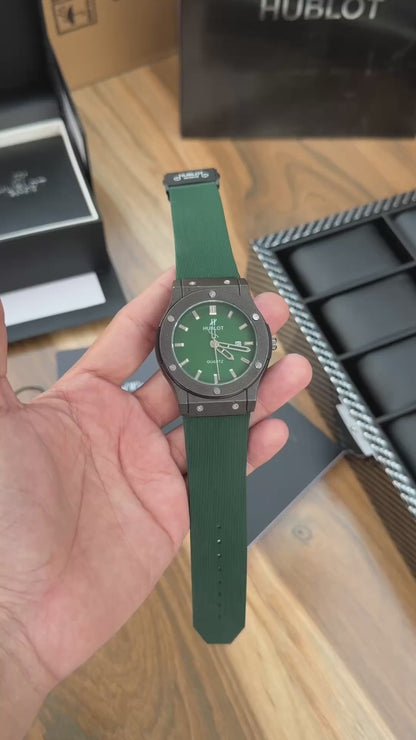 Green Black Case Premium Silicon Strap CR7 Watch For Men