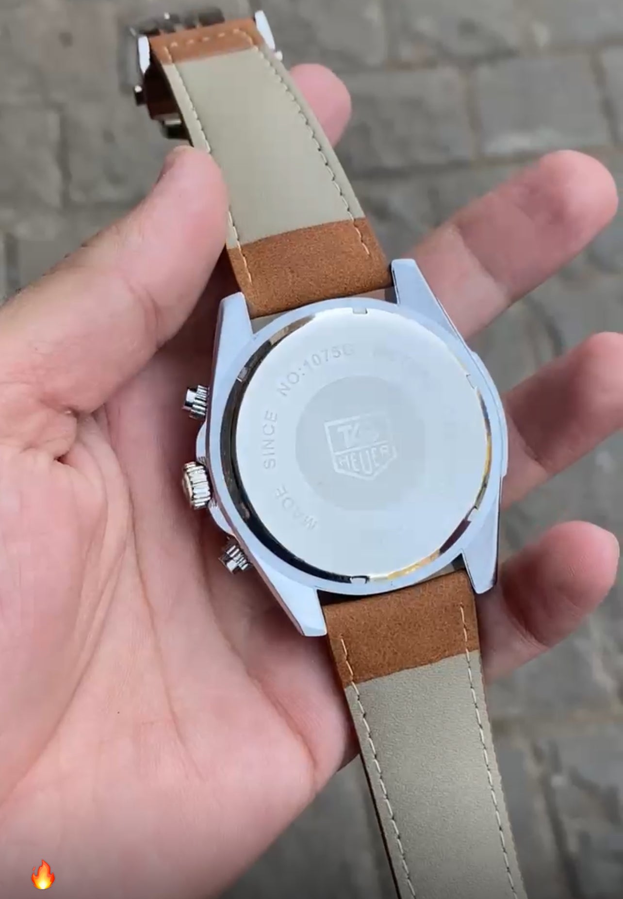 Brown Silver Case Premium Leather Strap CR7 Watch For Men
